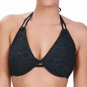 Freya Black Underwire Bikini - 36G top, M bottoms